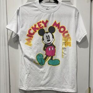 Disney White Tee with Colorful Mickey Mouse Design